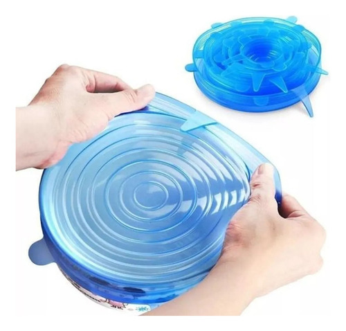 Set 6 Tapas Silicona Extensible , Para Guardar Alimentos