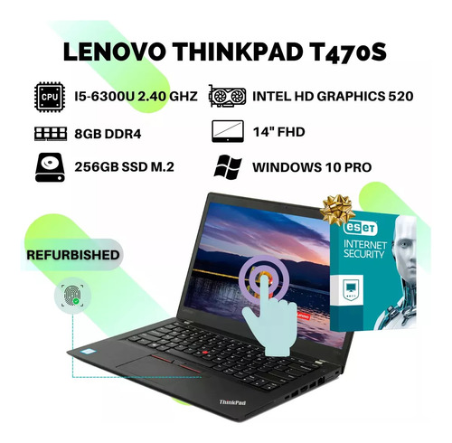  Laptop Lenovo Thinkpad T470s I5 6ta Gen 8gb 256gb Ssd M.2 