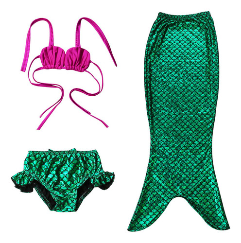 Cola Sirena Traje De Baño Niña La Sirenita Ariel Bikini Set