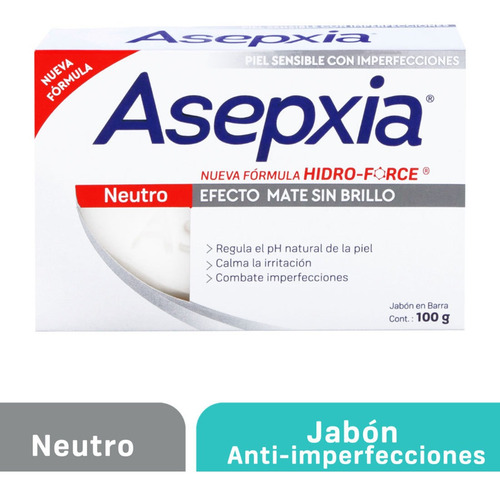 Jabón De Tocador Barra Asepxia Neutro 100g Genomma Lab