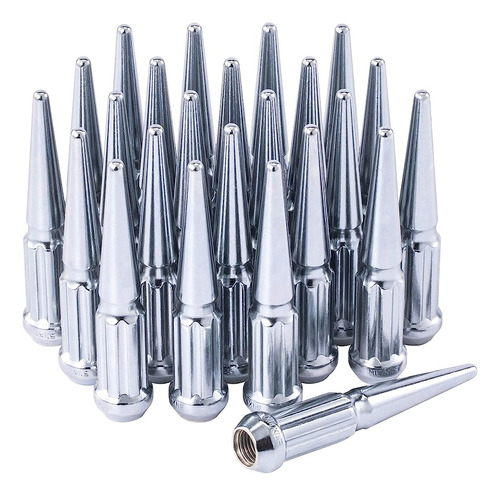 14x1.5 Lug Nuts Chrome 24 Piece, M14x1.5 Spike Lug Nuts Acce