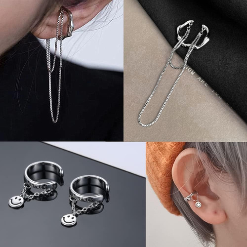 34 Piezas De Pendientes Ajustables De Oro Y Plata Para Mujer