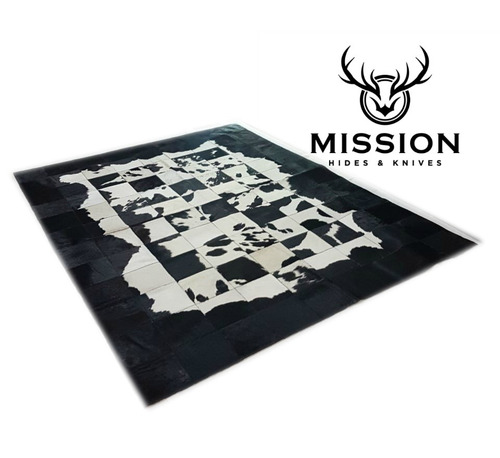 Alfombra Cuero Vaca Patchwork 1,8 X 2,4 M Blanca Y Negra