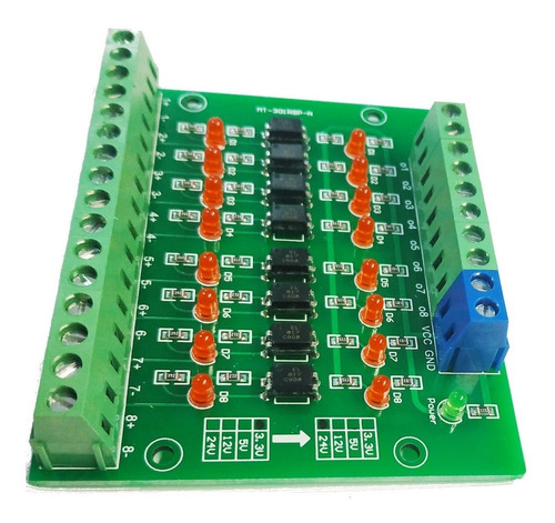 Modulo Optoacoplador 3.3v A 24v Npn 8 Canales Aislamiento