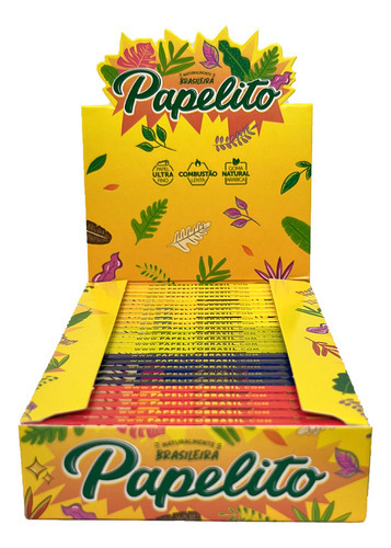 Caixa Seda Papelito Tropical Mini Size Slim Com 25 Livretos