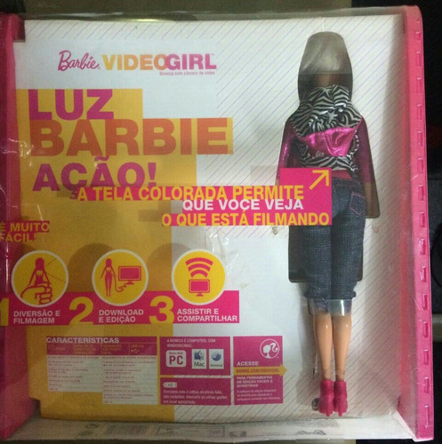Boneca Barbie Vídeo Filma Câmera Toda Articulada