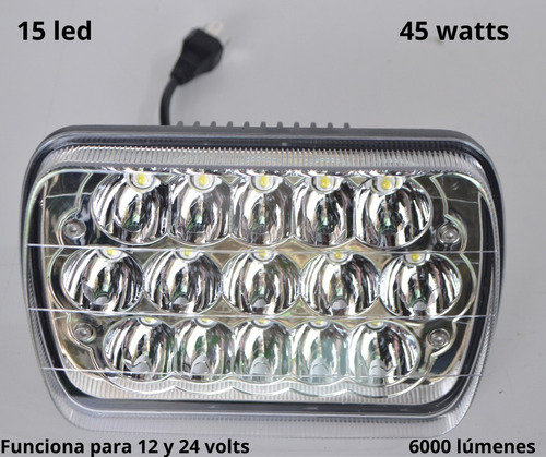 Ópticas 15 Led 45w H4 Alta/baja Faro 7¨ Universal X Par