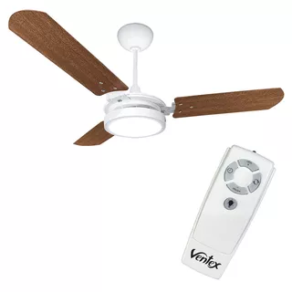 Ventilador De Teto Led Valen E Controle Remoto 127v Ventex Cor da estrutura Branco Cor das pás Mogno Diâmetro 101 cm Frequência 60 Hz Material das pás MDF Quantidade de pás 3