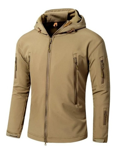 Campera Tactica Militar Softshell Beige Caza Trekking