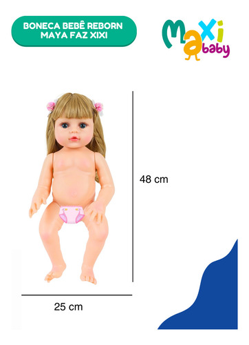 Boneca Bebê Reborn Maya Toma Água e Faz Xixi - Lullaby