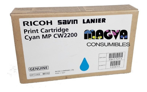 Tinta Ricoh Mp Cw2200 841721 Cian Cartucho Original 100ml 