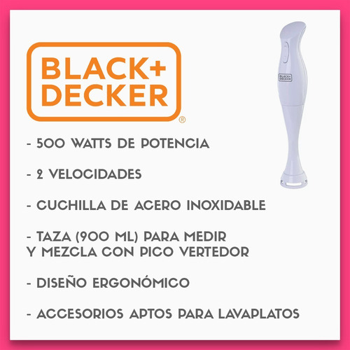Imagen 4 de 5 de Mixer Black+Decker HB1002 blanco 220V - 240V 500W