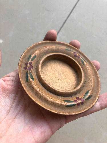 Posa Vela Plato De Madera Para Vela (f2) Pintado A Mano (Usado)