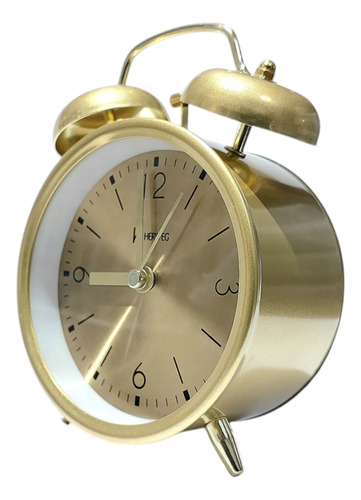 Relogio Despertador Mesa Dourado Herweg 2720 Alarmecampainha