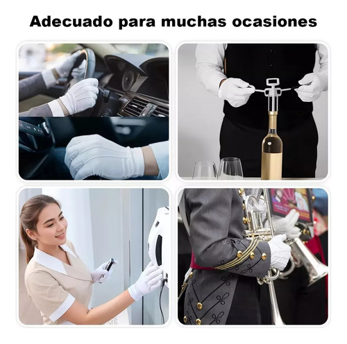 ** 10 Pares Guantes Blancos Algodón For
