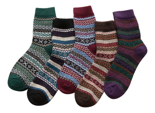 O Socks 5 Pares De Invierno Suave Y Cálido Tejido Frío Wo 23 