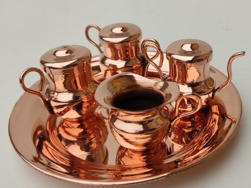 Imagen 7 de 9 de Juego De Té Mini 7 Piezas + Tapas Fabricado En Cobre