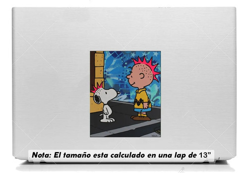 Vinil Sticker Laptop 15cm Snoopy Charlie Punk 18c