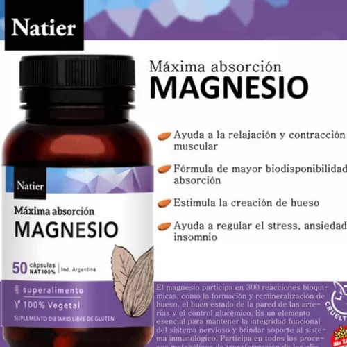 Proverbio chupar En marcha Magnesio Natier X50 Capsulas Fatiga Muscular Estres Ansiedad