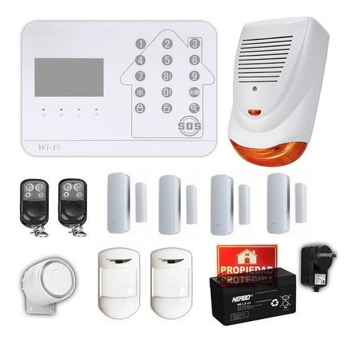 Imagen 1 de 4 de Kit Alarma Domiciliaria Inalambrica Casa Via Wifi/gsm/linea