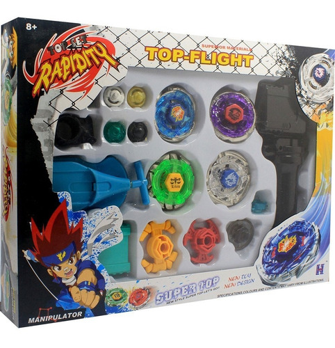 Imagem 10 de 10 de Kit 4 Beyblade Metal Fusion Pião C/super Lançador Brinquedo