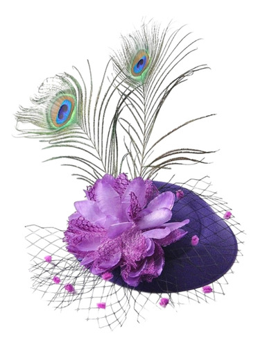 Sombrero Fascinator Hat De Malla Con Plumas De Pavo Real Par