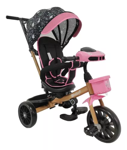 Triciclo Para Bebe Asiento Giratorio Dorado Black