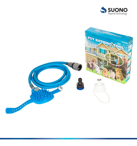 Imagen 2 de 10 de Manguera Ducha Capillo Masajeador Perro Y Gato + Adaptadores