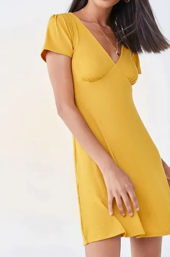 Vestido Amarillo Mostaza Forever 21 Con Mangas MercadoLibre