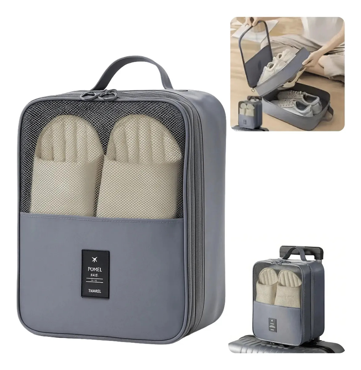 Bolsa Porta Sapato Tênis Organizador Mala Viagem Academia Cor Cinza