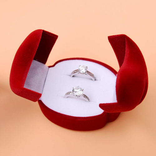 Caja De Anillos De Boda Con Corazón, Estuche De Joyería