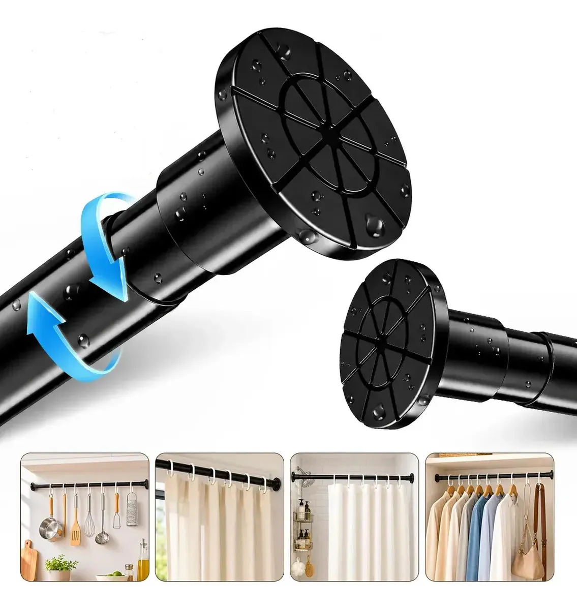 Barra telescópica ajustable para cortina de baño 110 cm-200 cm