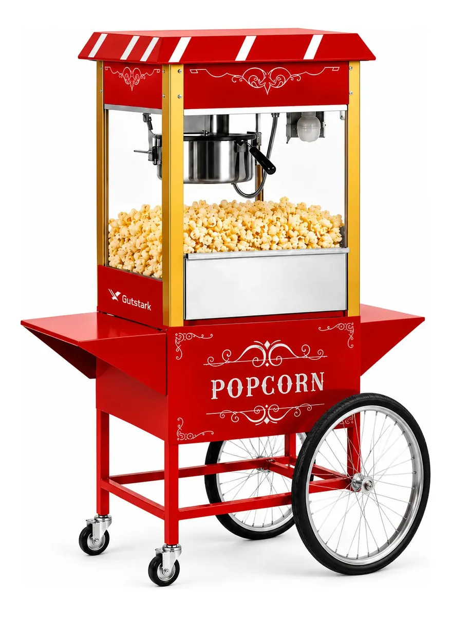 Maquina De Palomitas De Maiz 8 Oz Con Carrito Comercial Industrial Palomera 1200W Acero Inoxidable Maiz Palomero Temperatura 250 C Para Negocio Cine Eventos Fiestas Snack Bar