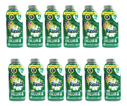 Rinso Detergente Liquido Para Diluir 500 Ml Pack 12 Unidades