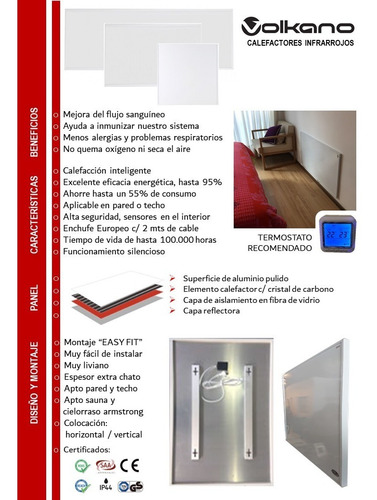 Panel Calefactor Eléctrico Infrarrojo Estufa Bajo Cons. 350w