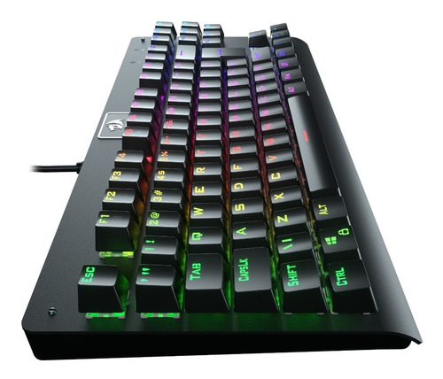 Teclado gamer Redragon Dark Avenger K568 QWERTY Outemu Blue português Brasil cor preto com luz RGB