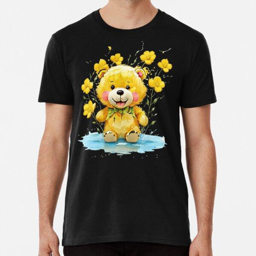 Remera Lindo Oso Amarillo Con Muchas Flores De Sol Algodon P