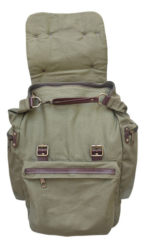 Mochila El Eternauta S R San Roman Fontana 25 L Lona Verde Musgo Liso