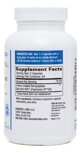 Serra Rx 260,000 Su's (120 Capsules) By Biomedic Labs Rx