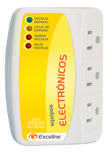 Protector De Voltaje Multicontacto Para Equipos Electrónicos Color Amarillo