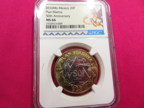Certificada 20 Pesos Plan Marina Ngc Ms-66 Hermoso Brillo