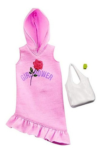 Barbie Ropa: Vestido Rosa Con Capucha, Más 2 Accesorios 