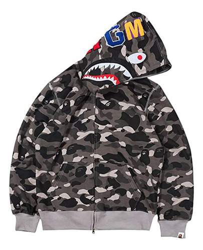 Sudadera Con Capucha De Camuflaje 3d Con Cabeza De Tiburón