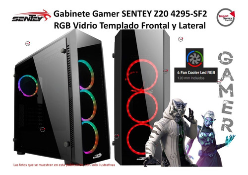 Gabinete Gamer Sentey Z20 4295-sf2 Rgb Vidrio Templado 