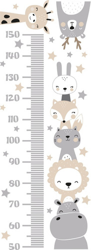 Imagen 2 de 6 de Vinilo Decorativo Medidor Infantil Animalitos Nordico
