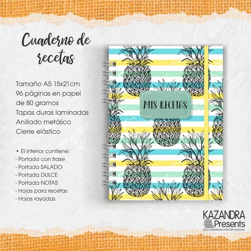 Cuadernos Recetas Cocina Tapa Dura A5 Anillado