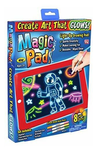  Tablet De Dibujos Con Luz Magic Pad Incluye 4 Marcadores La