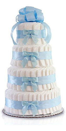 Pastel Clasico De Pañales Para Baby Shower En Colores Past