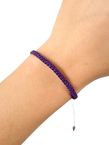 Pulsera Unisex Macramé Hilo Encerado Regulable Violeta 