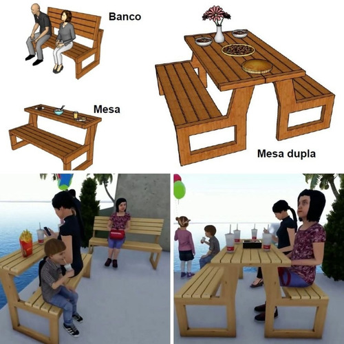 Projeto P/ Construir Mesa Que Vira Banco De Madeira